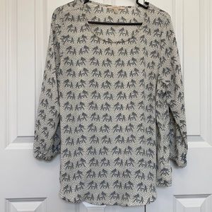 Elephant Print Women's Top - Gray